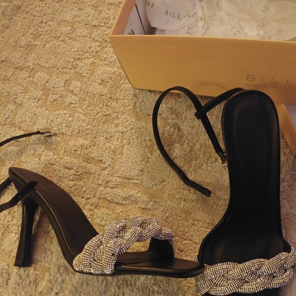BRAND NEW Hello Molly Ballencia Black-Diamante Billini Heels Size 7 - Picture 7 of 11
